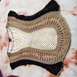 Crochet Top with Gold Metallic Accents